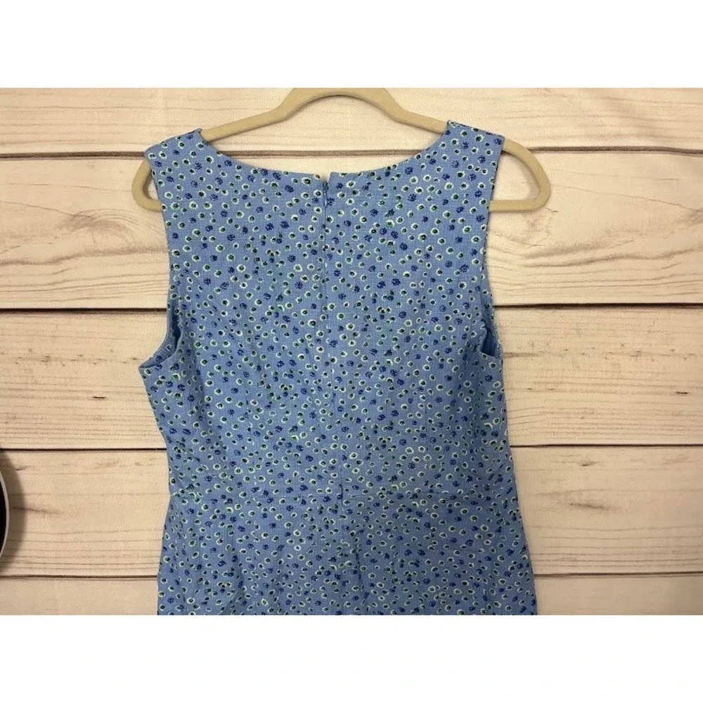 J.Crew Blue Floral Scalloped Shift Dress Sleeveless Daisy Print Size 12
